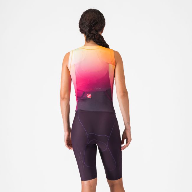 Castelli - costum triatlon fara maneci - Free Sanremo 3 W Suit Sleeveless - negru | portocaliu vivid