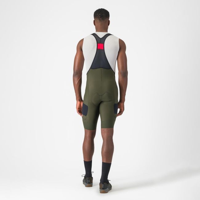 Castelli - pantaloni ciclism scurti cu bretele - Unlimited Cargo Bibshort - 15-35 gr C - verde Deep Green