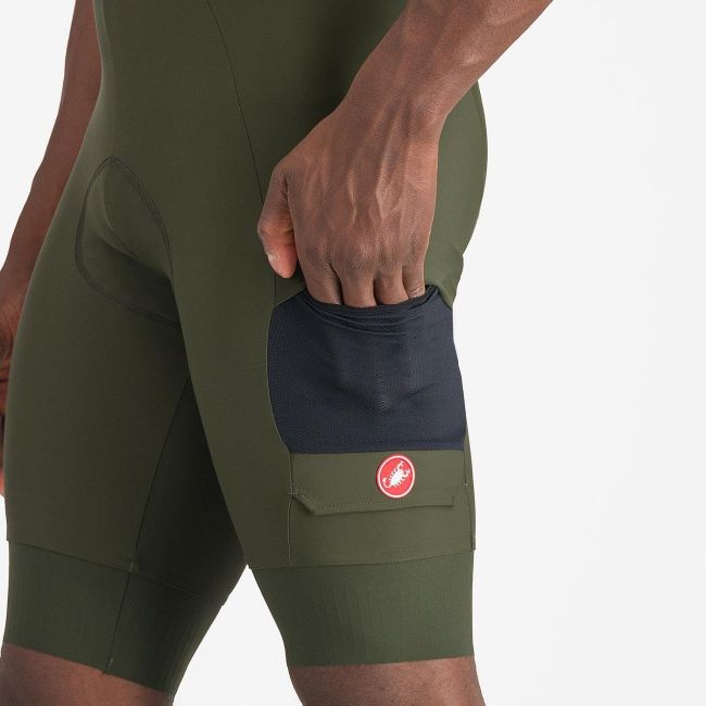 Castelli - pantaloni ciclism scurti cu bretele - Unlimited Cargo Bibshort - 15-35 gr C - verde Deep Green