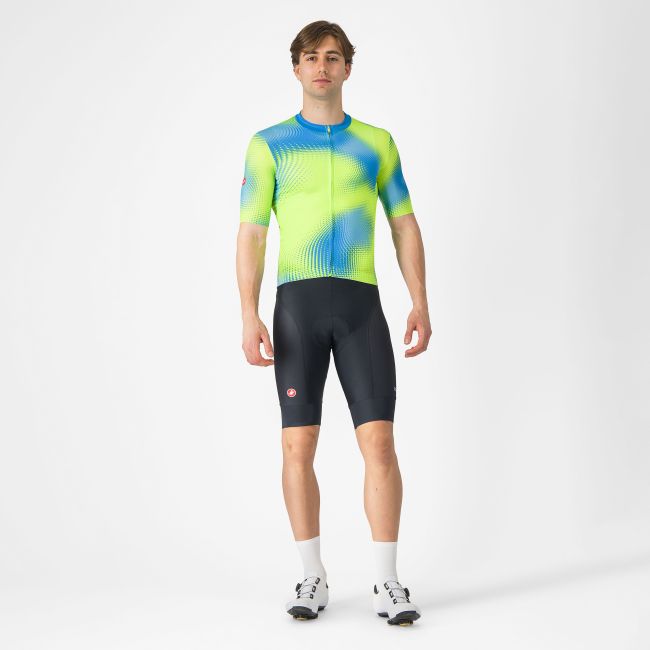 Castelli - tricou ciclism maneca scurta regular fit - Vortice Jersey - albastru | verde lime