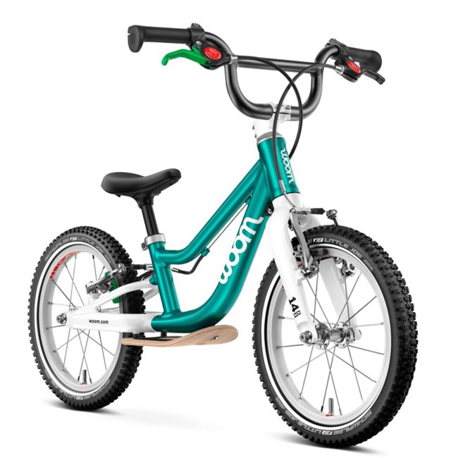 Bicicleta copii Woom 1 Go Plus cu roti 14" - albastru Metallic Turquoise Petrol