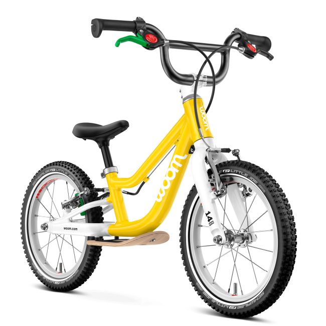 Bicicleta copii Woom 1 Go Plus cu roti 14" galben Vibrant Yellow