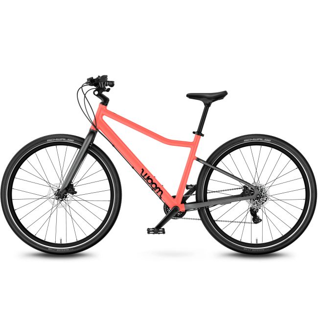 Bicicleta copii Woom 6 Explore cu roti 26" Neon Coral