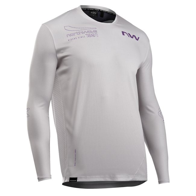 Northwave - tricou ciclism maneca lunga - Edge 2 Jersey Long Sleeve - Light Grey | Dark Purple