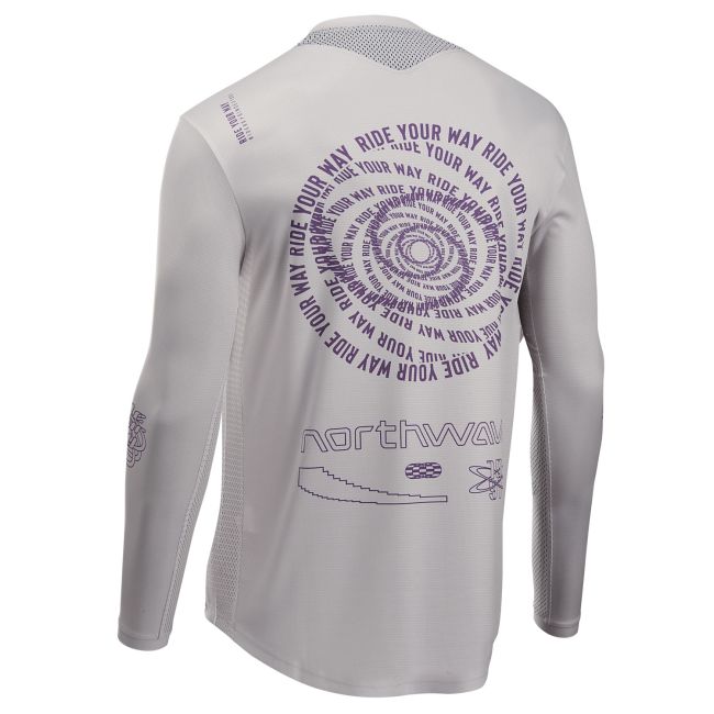 Northwave - tricou ciclism maneca lunga - Edge 2 Jersey Long Sleeve - Light Grey | Dark Purple