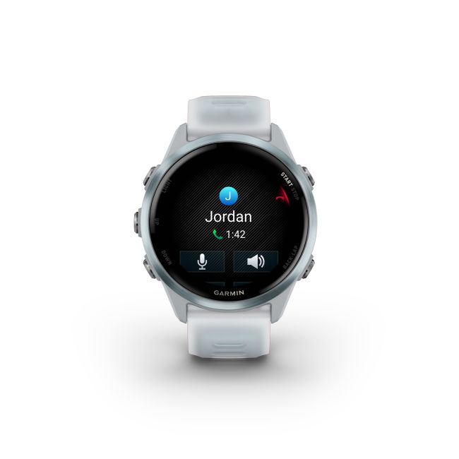 Garmin Forerunner 570 - 42 mm - ceas multisport cu GPS si AMOLED - alb Cloud Blue Aluminium with Translucent Whitestone | Cloud Blue Band