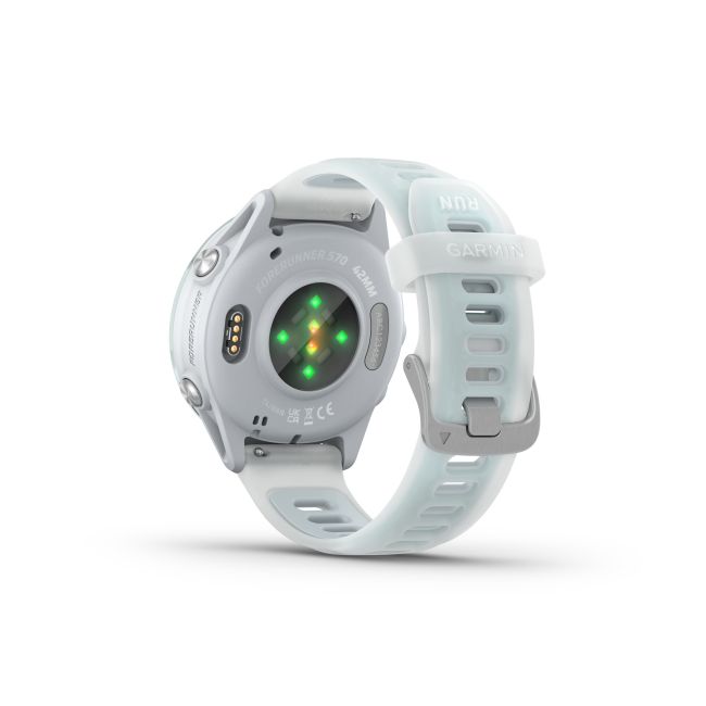 Garmin Forerunner 570 - 42 mm - ceas multisport cu GPS si AMOLED - alb Cloud Blue Aluminium with Translucent Whitestone | Cloud Blue Band
