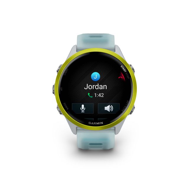 Garmin Forerunner 570 - 47mm - ceas multisport cu GPS si AMOLED - alb Amp Yellow Aluminium with Translucent Whitestone | Turquoise Band