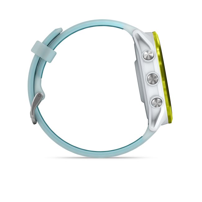 Garmin Forerunner 570 - 47mm - ceas multisport cu GPS si AMOLED - alb Amp Yellow Aluminium with Translucent Whitestone | Turquoise Band