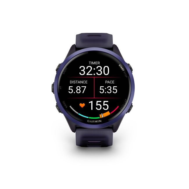 Garmin Forerunner 570 - 47mm - ceas multisport cu GPS si AMOLED - negru Indigo Aluminium with Translucent Imperial Purple | Indigo Band