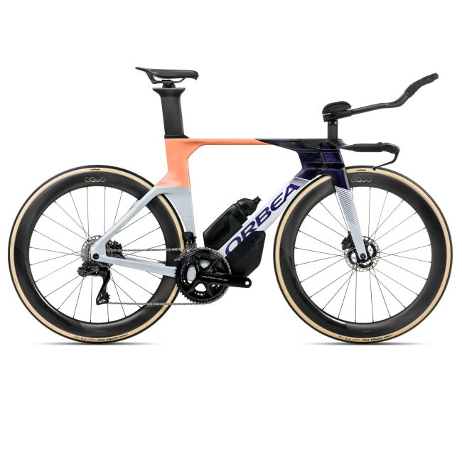 Bicicletă șosea triatlon Orbea ORDU M10iLTD - Halo Silver | Tanzanite C. View | Orange Cloud (Gloss)