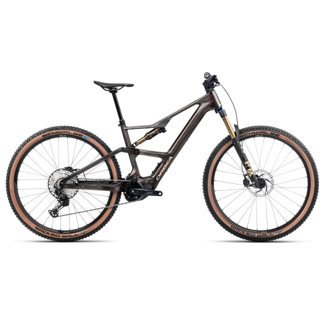 Bicicletă electrică eMTB Trail Orbea RISE SL M10 630W - Cosmic Carbon View | Golden Sand (Gloss)