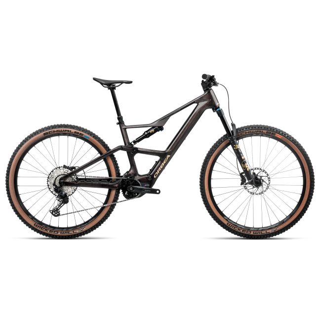 Bicicletă electrică eMTB Trail Orbea RISE SL M20 420W - Cosmic Carbon View | Golden Sand (Gloss)