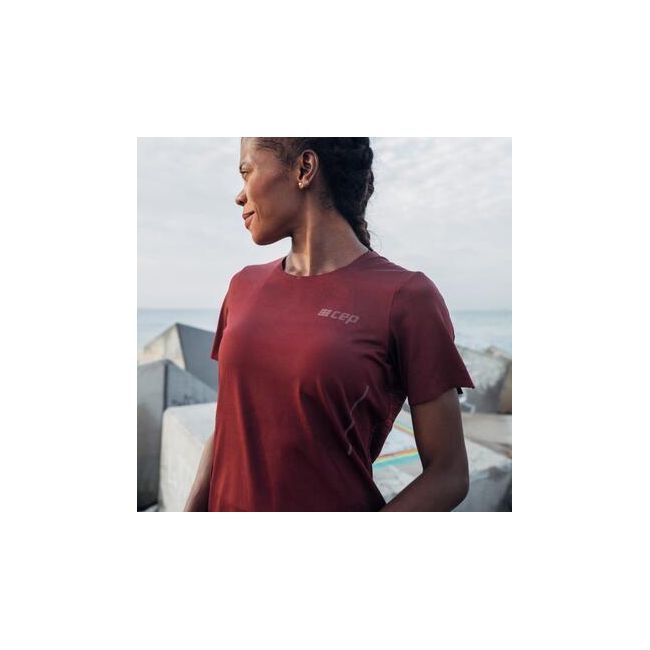 CEP - tricou tehnic - run shirt short sleeve W - dark red