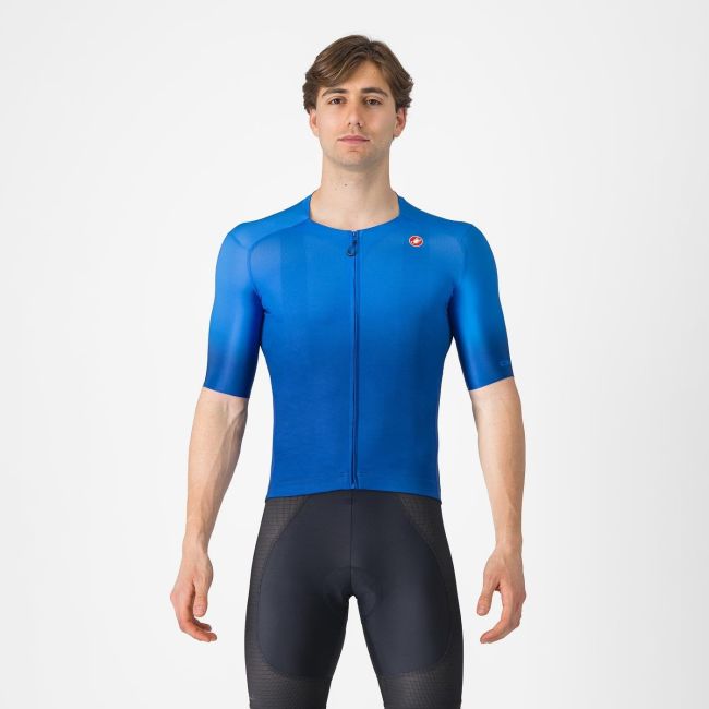 Castelli - tricou ciclism maneca scurta tailored fit cu protectie solara - Upf Jersey - 20-38 gr C - albastru azzurro