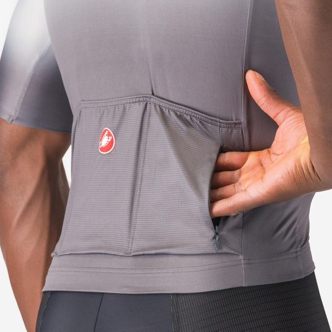 Castelli - tricou ciclism maneca scurta tailored fit cu protectie solara - Upf Jersey - 20-38 gr C - gri argintiu
