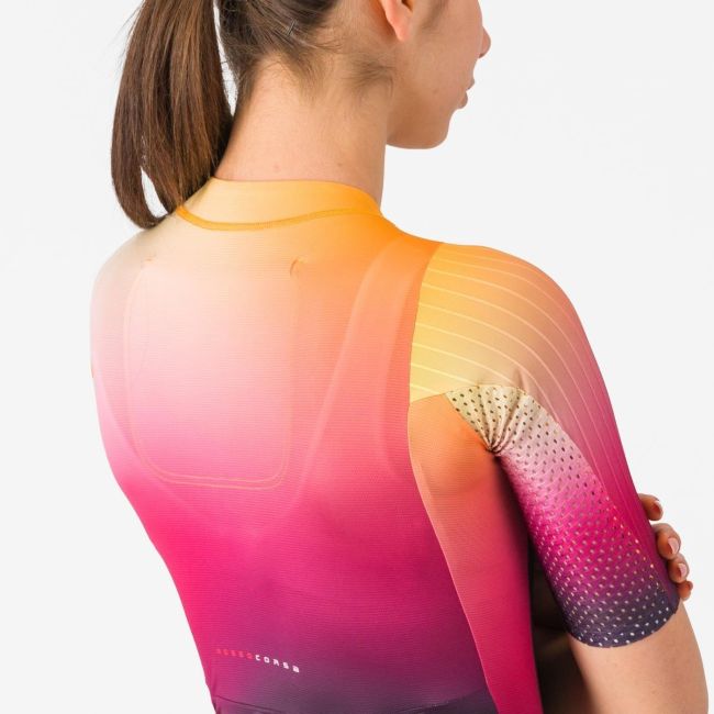 Castelli - costum triatlon cu maneca scurta - Free Sanremo 3 W Suit Short Sleeve - negru | portocaliu vivid
