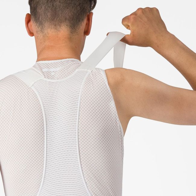 Castelli - pantaloni ciclism scurti cu bretele - Free Aero Race S Bibshort - alb
