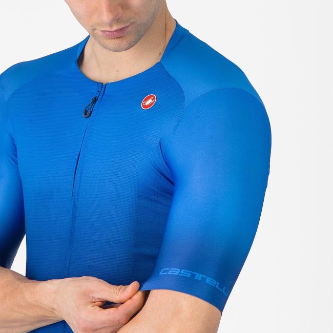 Castelli - tricou ciclism maneca scurta tailored fit cu protectie solara - Upf Jersey - 20-38 gr C - albastru azzurro
