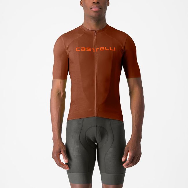 Castelli - tricou ciclism maneca scurta regular fit - Prologo Lite Jersey - 16-38 gr C - grena | portocaliu