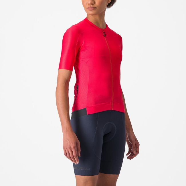 Castelli - tricou ciclism maneca scurta tailored fit - Espresso W Jersey - rosu Hibiscus | gri