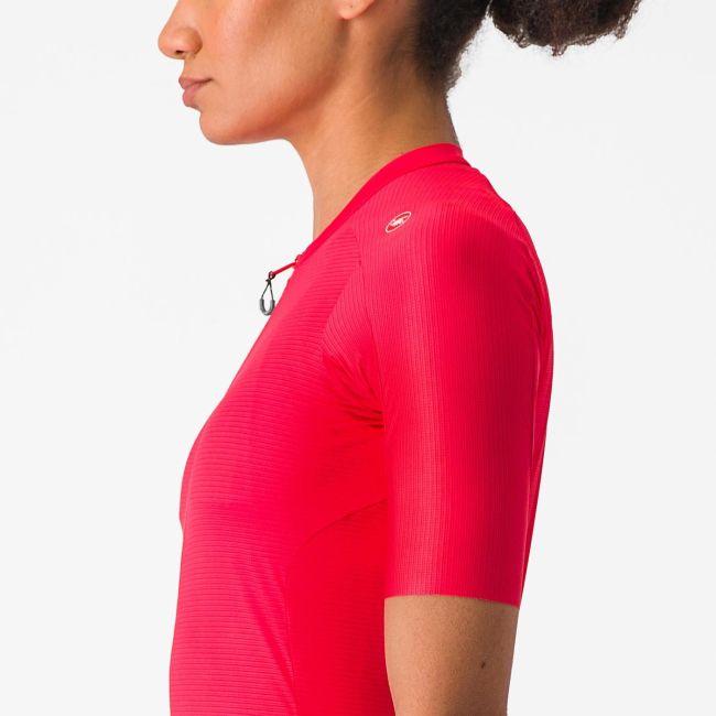 Castelli - tricou ciclism maneca scurta tailored fit - Espresso W Jersey - rosu Hibiscus | gri