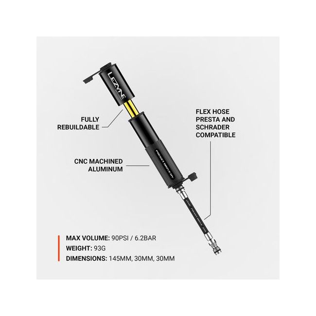 Lezyne - mini pompa - Hand Pump CNC Pocket Drive HV - gri