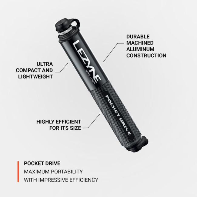 Lezyne - mini pompa - Hand Pump CNC Pocket Drive - 160 psi | 11 bar - negru