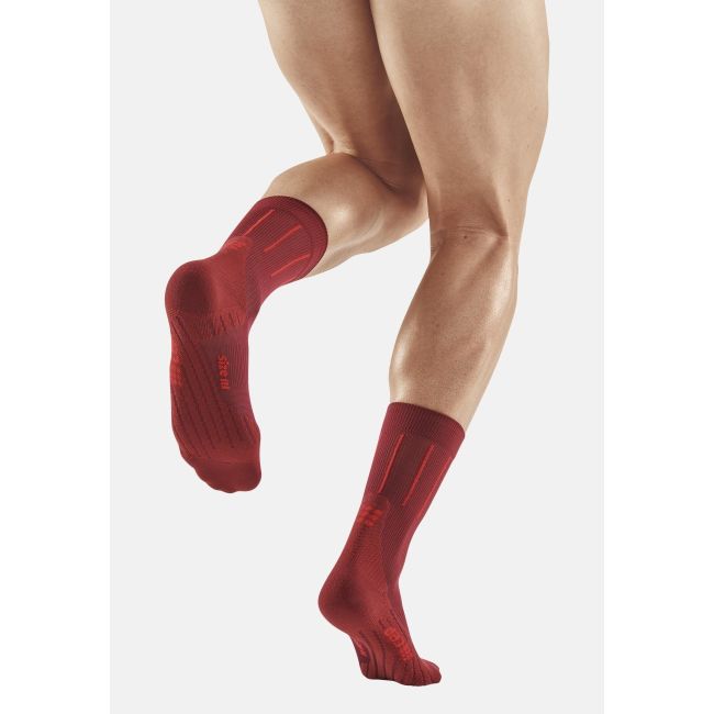 CEP - sosete compresie medii - pinstripe socks running mid cut - red