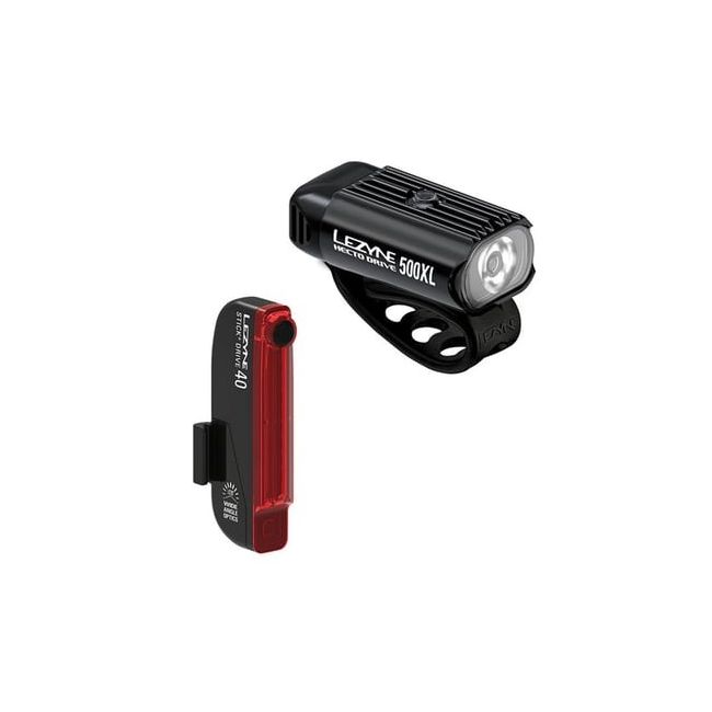 Lezyne - lumini set fata-spate - HECTO DRIVE 500XL/STICK+ DRIVE PAIR INCLUDES 1 FRONT HECTO AND 1 REAR L - USB - negru