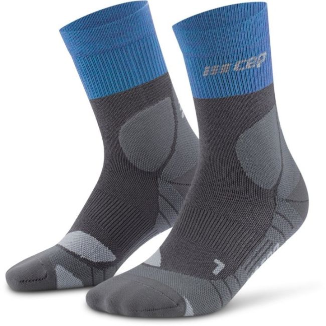 CEP - sosete compresie medii - hiking merino mid-cut socks - blue | grey