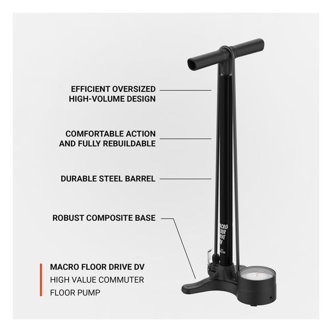 Lezyne - pompa podea - Macro HV Floor Drive DV - manometru - Schrader I Presta - negru - 100 psi