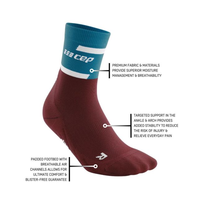 CEP - sosete compresie medii - the run socks mid cut v4 W - red | off white