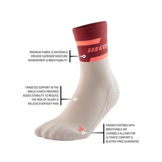 CEP - sosete compresie medii - the run socks mid cut v4 W - red | off white