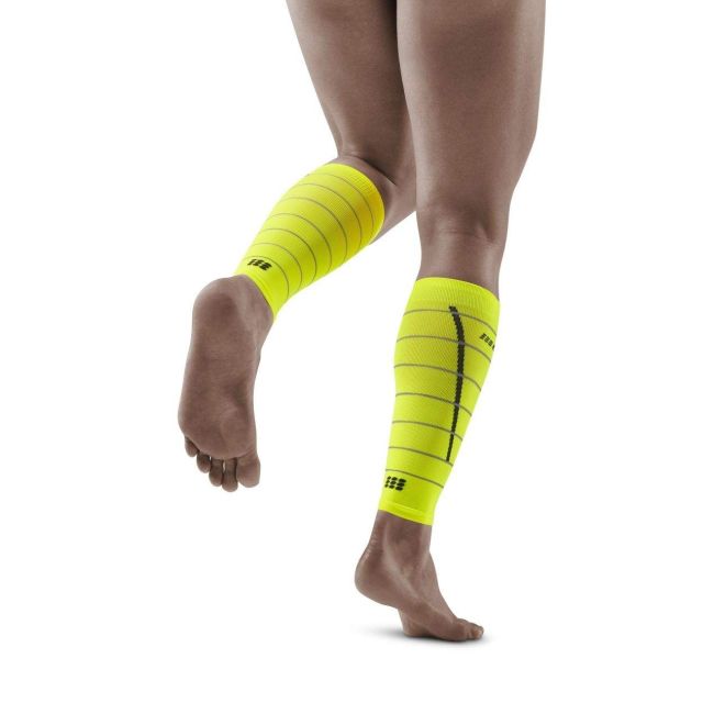 CEP - jambiere compresie - reflective calf sleeves - neon yellow