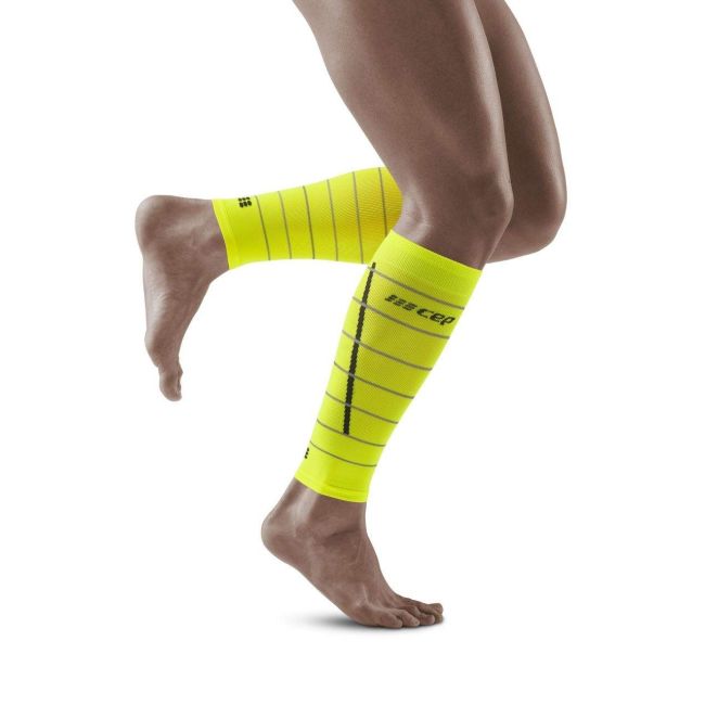 CEP - jambiere compresie - reflective calf sleeves - neon yellow