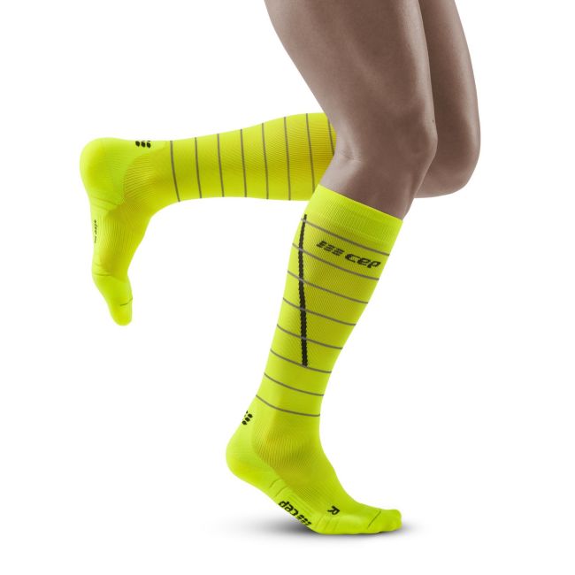 CEP - sosete compresie inalte - reflective socks - neon yellow