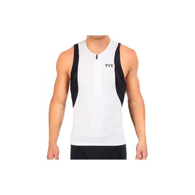 TYR - bluza triatlon fara maneci - Men's Competitor Singlet - alb negru