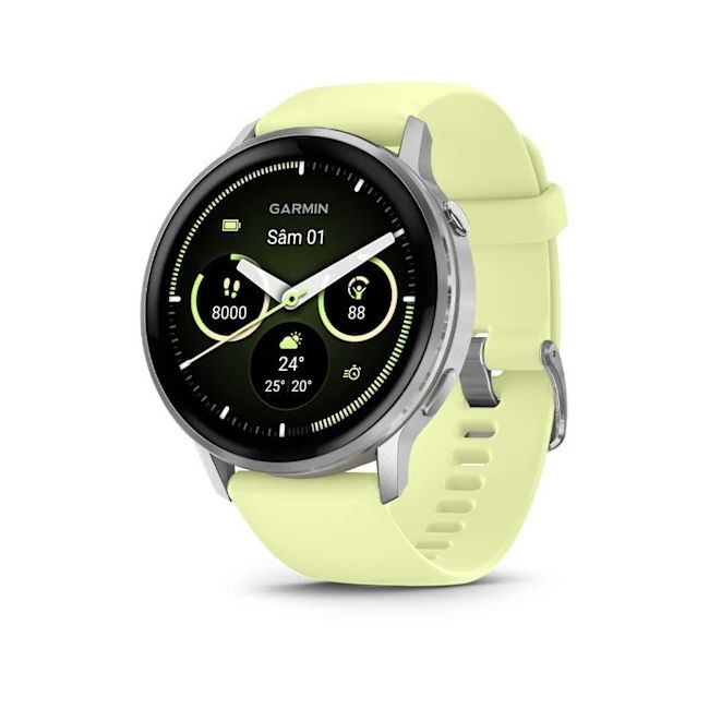 Garmin - Venu 4 45mm smartwatch cu GPS și AMOLED - Silver cu curea de silicon Citron