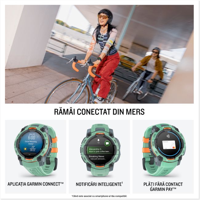 Garmin Instinct 3 AMOLED 45mm - Smartwatch Robust GPS - ediția limitată albastră