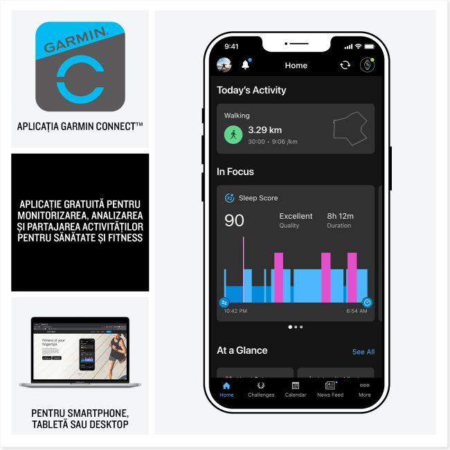 Garmin INSTINCT 3 - 50 mm AMOLED - Whitestone cu curea neagră / albastru intens - smartwatch robust cu GPS