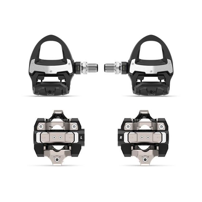 Garmin Rally RS/XC210 | Contor de putere (powermeter dual MTB + sosea) pentru ciclism cu placute Shimano SPD-SL si pedale de schimb pentru MTB cu placute Shimano SPD