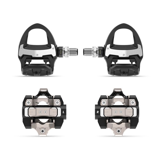 Garmin Rally RS/XC210 | Contor de putere (powermeter dual MTB + sosea) pentru ciclism cu placute Shimano SPD-SL si pedale de schimb pentru MTB cu placute Shimano SPD