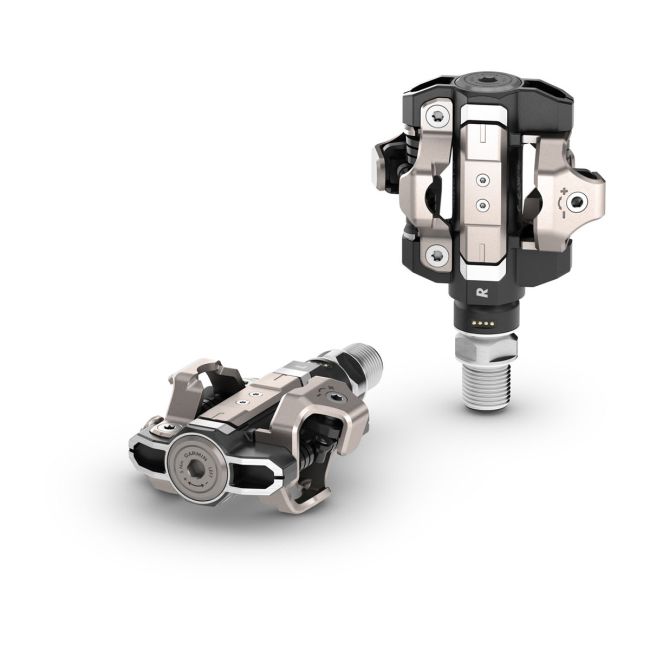 Garmin Rally RK/XC210 | Pachet cu contor de putere (powermeter dual MTB + sosea) cu doi senzori cu placute Look Keo si pedale de schimb pentru MTB cu placute Shimano SPD