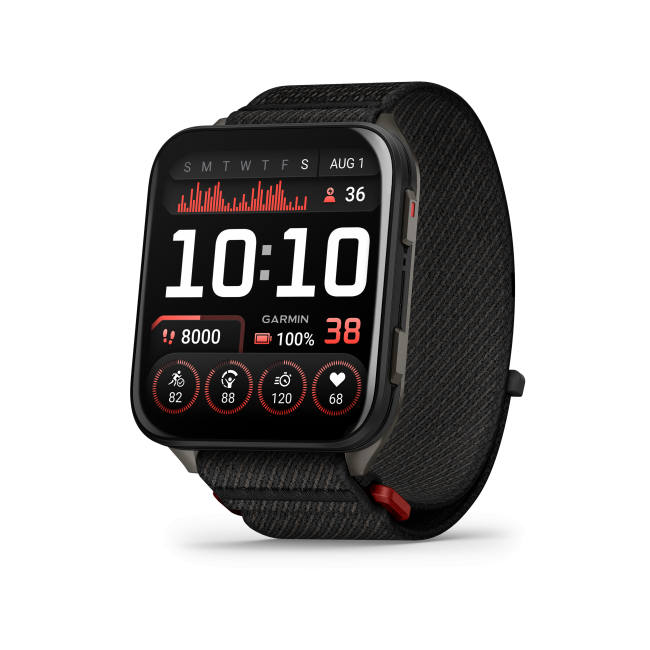 Garmin - Venu X1 - smartwatch cu GPS și AMOLED - Negru cu spate din titan argintiu și curea din nailon ComfortFit neagră