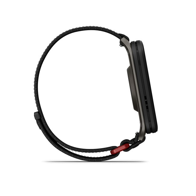 Garmin - Venu X1 - smartwatch cu GPS și AMOLED - Negru cu spate din titan argintiu și curea din nailon ComfortFit neagră