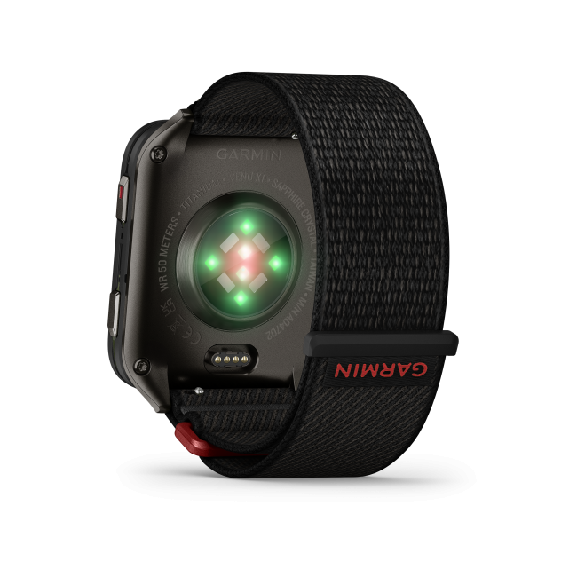 Garmin - Venu X1 - smartwatch cu GPS și AMOLED - Negru cu spate din titan argintiu și curea din nailon ComfortFit neagră