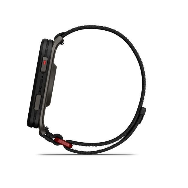 Garmin - Venu X1 - smartwatch cu GPS și AMOLED - Negru cu spate din titan argintiu și curea din nailon ComfortFit neagră