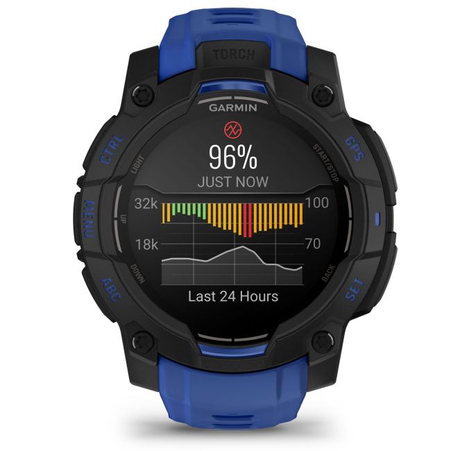 Garmin Instinct 3 AMOLED 45mm - Smartwatch Robust GPS - ediția limitată albastră