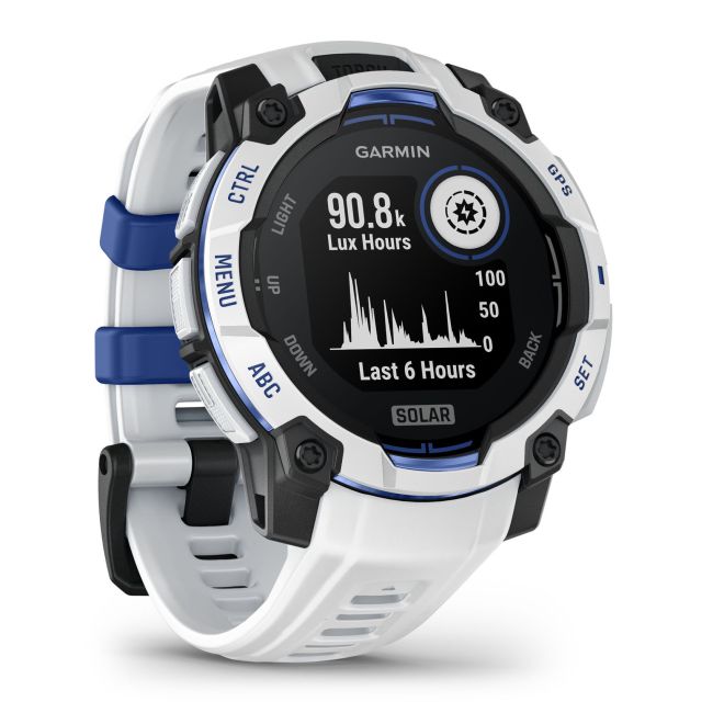 Garmin INSTINCT 3 - 45 mm Solar - Whitestone cu curea Whitestone/albastru intens - smartwatch robust cu GPS